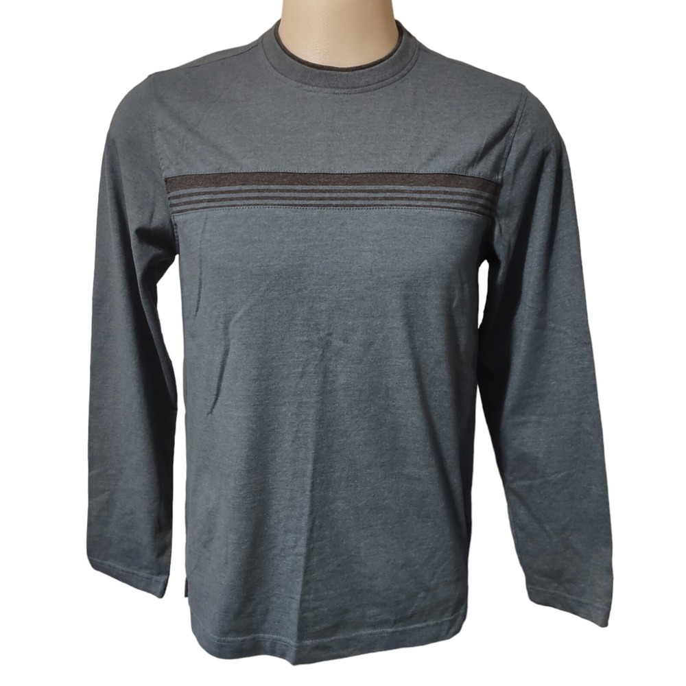 Arrow Shirt Men's Small Blue Long Sleeve Shirt Double Crew Neck‎ Charcoal Blue